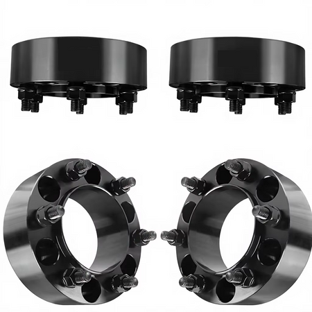 Macro shot highlighting the precise CNC machining and smooth anodized surface finish of the Vypart 6x5.5 hubcentric wheel spacer