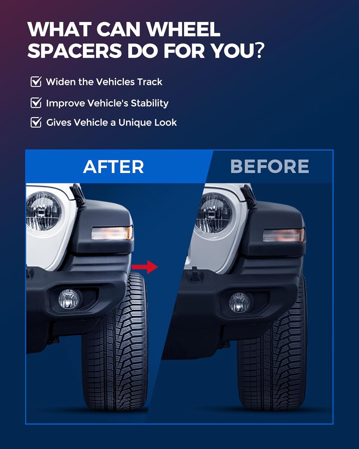 Detailed view highlighting the M14x1.5 threaded studs and accompanying lug nuts included with the Vypart spacer kit
