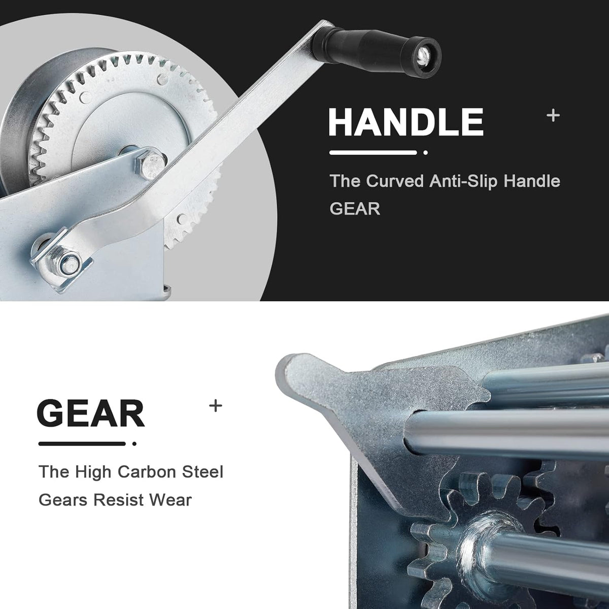 Vypart hand crank winch securely installed and in use on a boat trailer