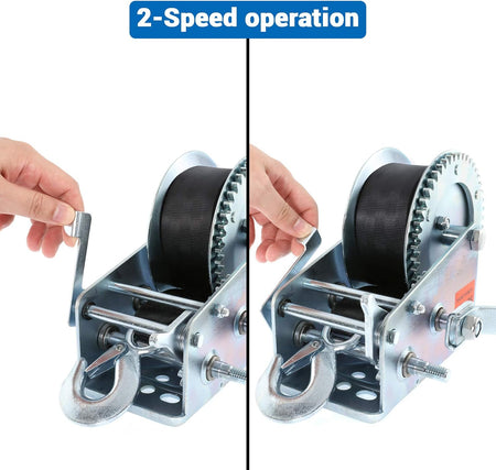 Product packaging and all included accessories for the Vypart 3500 lbs hand crank winch