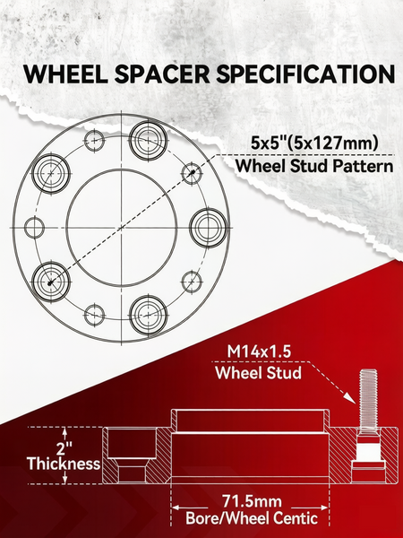 Vypart 2 Inch 5x5 Wheel Spacers